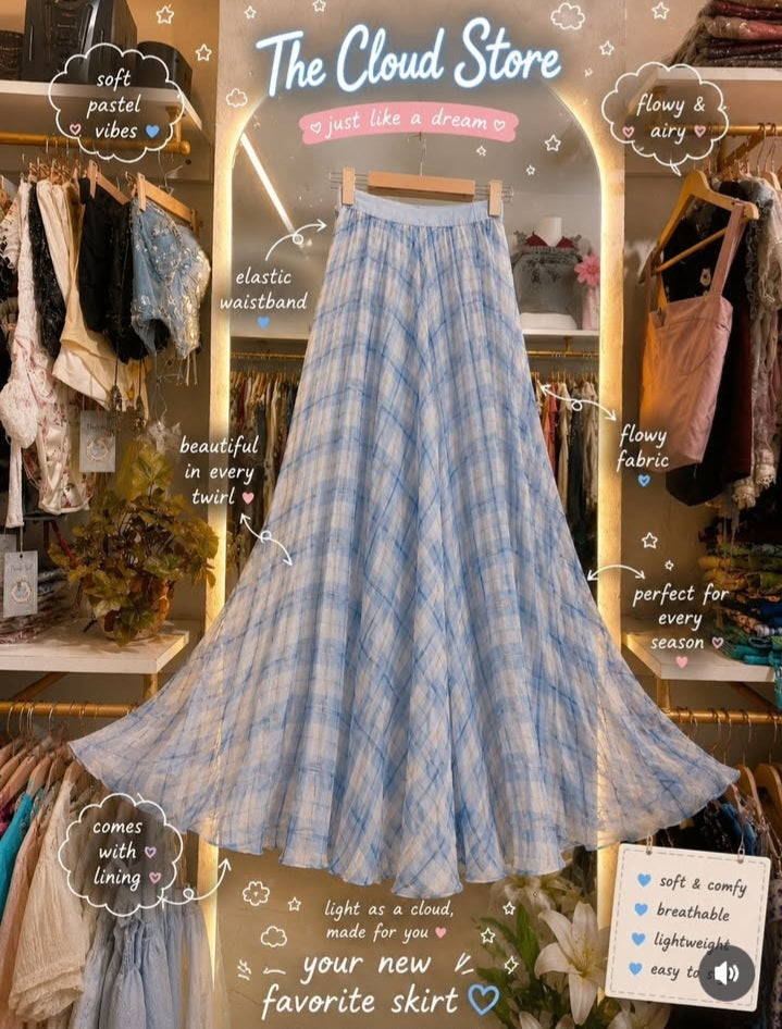 Pastel gingham printed skirts